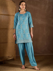 Women Ethnic Motifs Embroidered Regular Thread Work Kurta with Patiala & With Dupatta