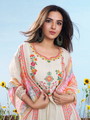 Women Floral Embroidered Regular Thread Work Kurta with Trousers & With Dupatta