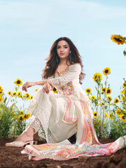 Women Floral Embroidered Regular Thread Work Kurta with Trousers & With Dupatta