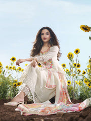Women Floral Embroidered Regular Thread Work Kurta with Trousers & With Dupatta