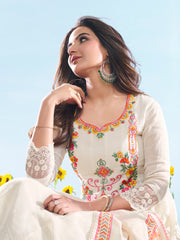 Women Floral Embroidered Regular Thread Work Kurta with Trousers & With Dupatta