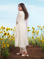 Women Floral Embroidered Regular Thread Work Kurta with Trousers & With Dupatta