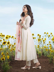Women Floral Embroidered Regular Thread Work Kurta with Trousers & With Dupatta