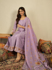 Women Floral Embroidered A-Line Kurta with Trousers & Dupatta