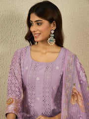 Women Floral Embroidered A-Line Kurta with Trousers & Dupatta