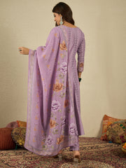 Women Floral Embroidered A-Line Kurta with Trousers & Dupatta