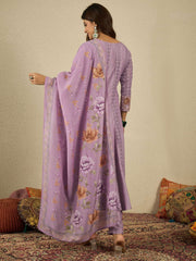 Women Floral Embroidered A-Line Kurta with Trousers & Dupatta