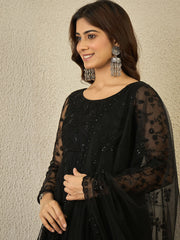 Women Floral Thread and Sequinned Embroidered Anarkali Kurta & Palazzo with Dupatta