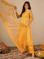 Women Floral Embroidered Regular Thread Work Kurta with Palazzos & Dupatta