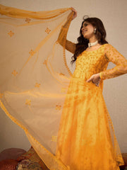 Women Floral Embroidered Regular Thread Work Kurta with Palazzos & Dupatta