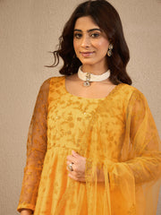 Women Floral Embroidered Regular Thread Work Kurta with Palazzos & Dupatta