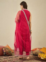 Women Floral Zari and Sequinned Embroidered Anarkali Kurta Set with Dupatta