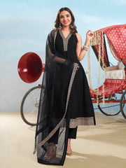 Women Floral Yoke Design Regular Kurta with Trousers & With Dupatta