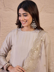 Women Floral Zari and Sequinned Embroidered Anarkali Kurta Set with Dupatta