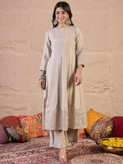 Women Floral Zari and Sequinned Embroidered Anarkali Kurta Set with Dupatta