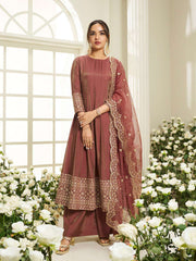 Floral Yoke Design Sequinned Anarkali Kurta With Palazzos & Dupatta