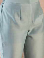 Embroidered Chikankari Straight Kurta With Trousers And Dupatta