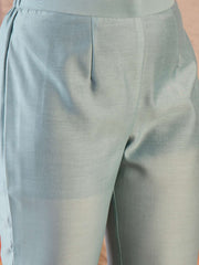 Embroidered Chikankari Straight Kurta With Trousers And Dupatta