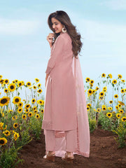 Women Ethnic Motifs Embroidered Chikankari Kurta Set With Dupatta