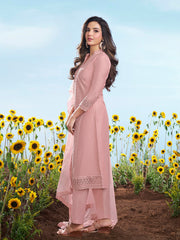 Women Ethnic Motifs Embroidered Chikankari Kurta Set With Dupatta