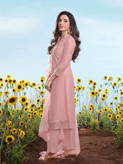 Women Ethnic Motifs Embroidered Chikankari Kurta Set With Dupatta