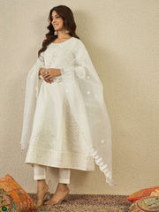 Women Floral Embroidered Regular Sequinned Kurta with Trousers & Dupatta