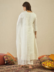 Women Floral Embroidered Regular Sequinned Kurta with Trousers & Dupatta