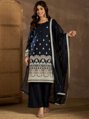 Women Floral Embroidered Kurta with Palazzo & Dupatta