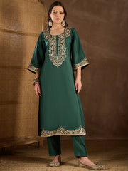 Women Floral Zari and Sequinned Embroidered Kurta Set with Dupatta