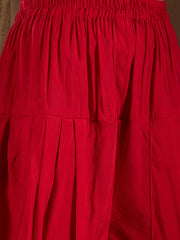 Floral Embroidered Notch Neck Zari Anarkali Kurta With Dhoti Pants & Dupatta