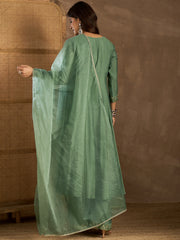 Women Ethnic Motifs Self Design Thread Work Kurta with Palazzos & With Dupatta