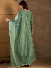 Women Ethnic Motifs Self Design Thread Work Kurta with Palazzos & With Dupatta