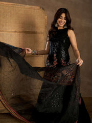 Women Floral Embroidered Regular Sequinned Kurta with Sharara & Dupatta