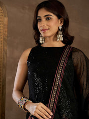 Women Floral Embroidered Regular Sequinned Kurta with Sharara & Dupatta