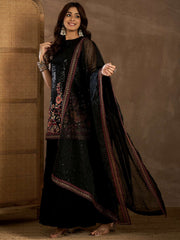 Women Floral Embroidered Regular Sequinned Kurta with Sharara & Dupatta