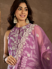 Floral Embroidered Thread Work Kurta With Patiala & Dupatta