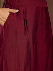 Women Round Neck Anarkali Kurta with Trousers & Dupatta