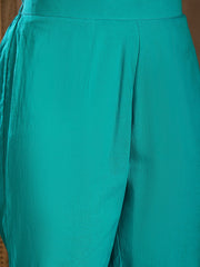 Ethnic Motifs Printed Round Neck Georgette Straight Kurta With Trousers & Dupatta