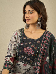Women Ethnic Motifs Printed Sequinned Pure Cotton Kurta & Trousers With Dupatta