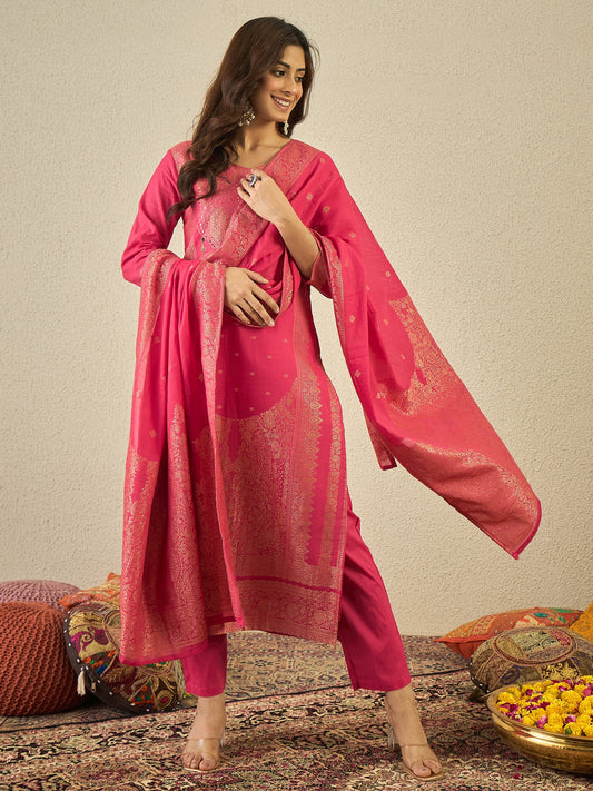Women Beads and Stones Kurta with Trousers & Dupatta