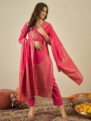 Women Beads and Stones Kurta with Trousers & Dupatta