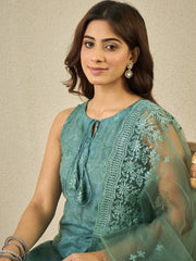 Women Floral Embroidered Kurta with Sharara & Dupatta