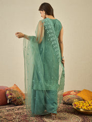 Women Floral Embroidered Kurta with Sharara & Dupatta