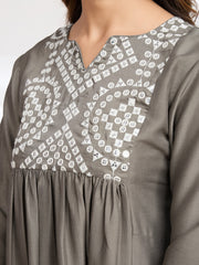 Women Geometric Yoke Design Sequinned White Romance Kurta