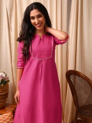 Women Regular Thread Work Kurta with Trousers
