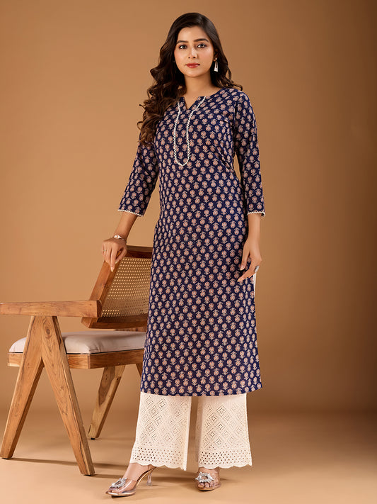 Women Floral Printed Gotta Patti Floral Kurta
