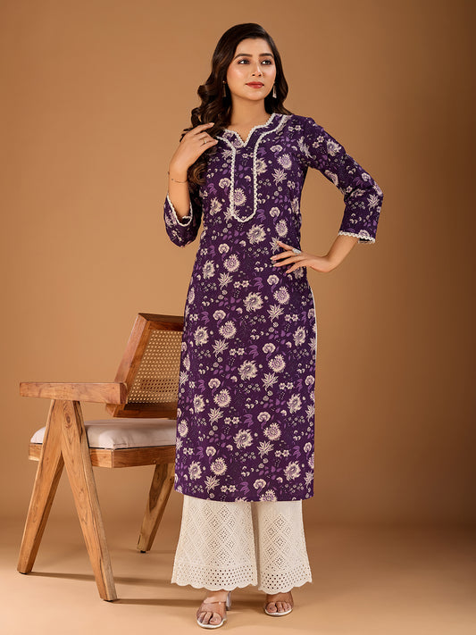 Women Ethnic Motifs Printed Gotta Patti Floral Kurta