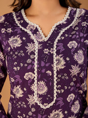 Women Floral Printed Gotta Patti Floral Kurta