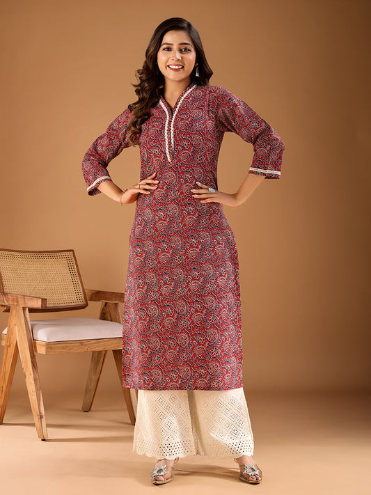 Women Paisley Printed Gotta Patti Floral Kurta