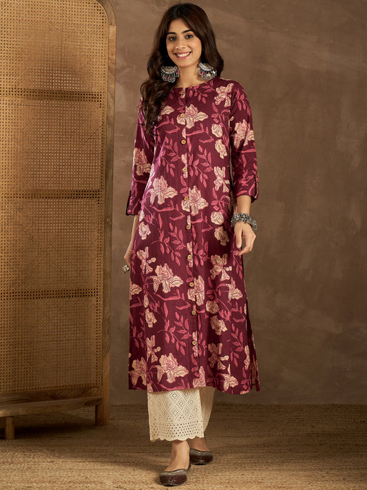Women Floral Printed Button Detailed Kurta